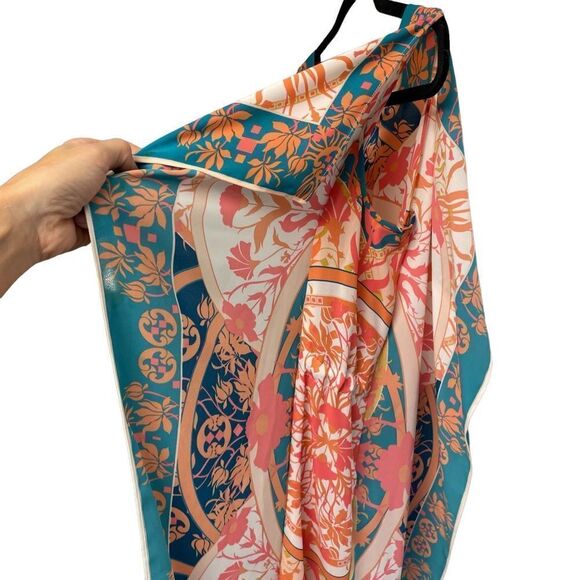 BCBGMAXAZRIA Boho Kaftan Printed Mini Knee Length Dress Coverup Pink Blue XS - Picture 8 of 13